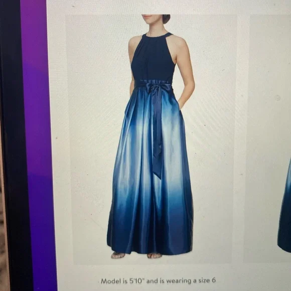 SL Fashions New York Ombr Satin Gown